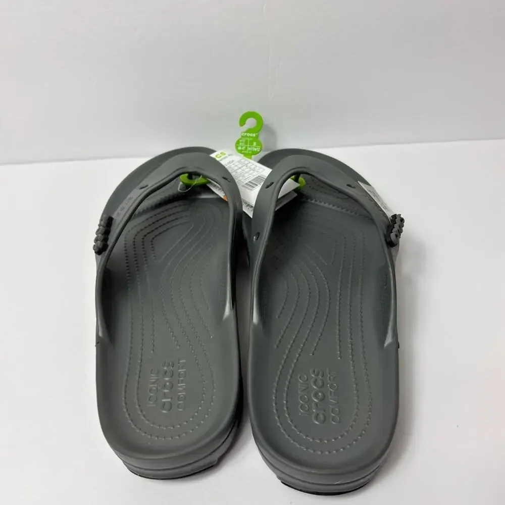 CROCS GREY CLASSIC ALL-TERRAIN FLIP COMFY SANDALS SIZE US 12 BRAND NEW WITH TAGS